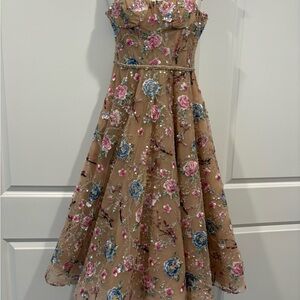 Bronx and Banco Mademoiselle Beaded Embroidered Midi Dress